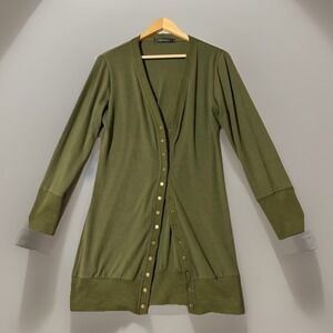 MEROKEETY Women's Button Long Top Green Size Large. Cute